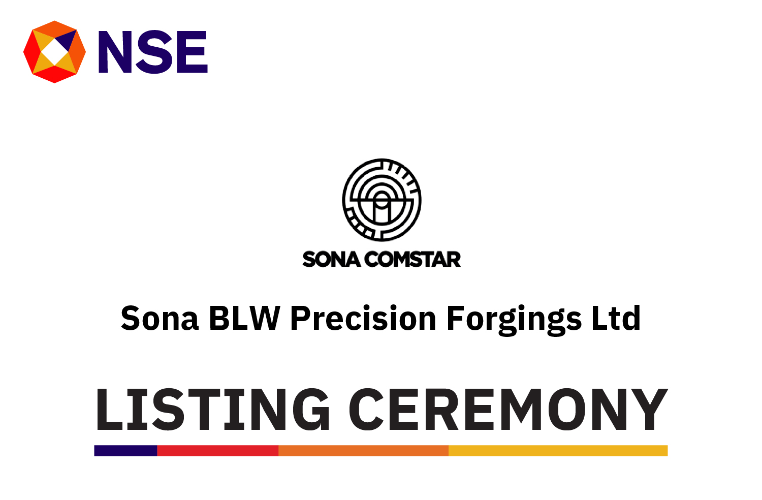 Banner of Listing Ceremony of Sona BLW Precision Forgings Limited