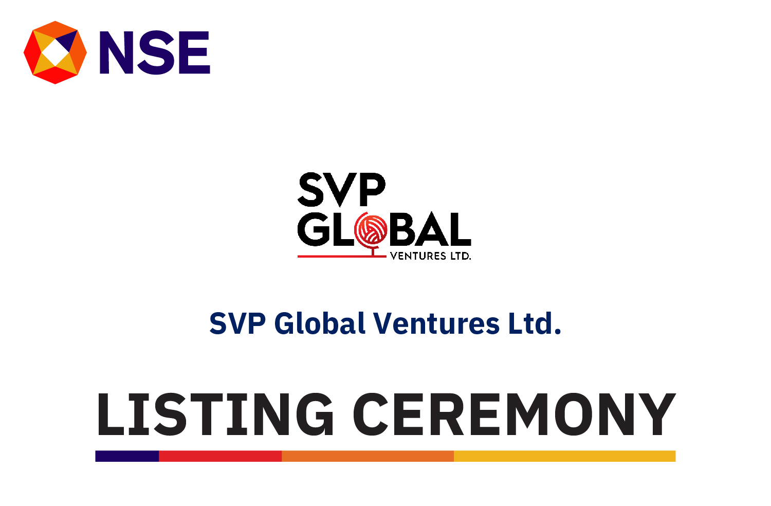 Banner of Listing Ceremony of SVP Global Ventures Ltd