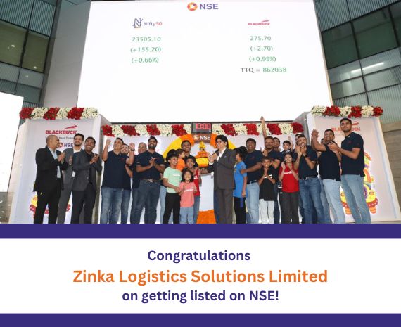 Congratulations to Zinka Logistics Solutions Limited on getting listed on NSE 