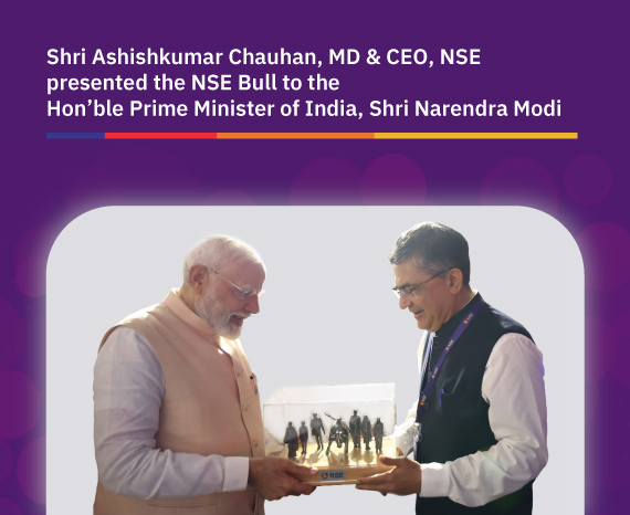 Shri Ashishkumar Chauhan, MD & CEO, NSE presented the NSE Bull to the Hon’ble Prime Minister of India, Shri Narendra Modi